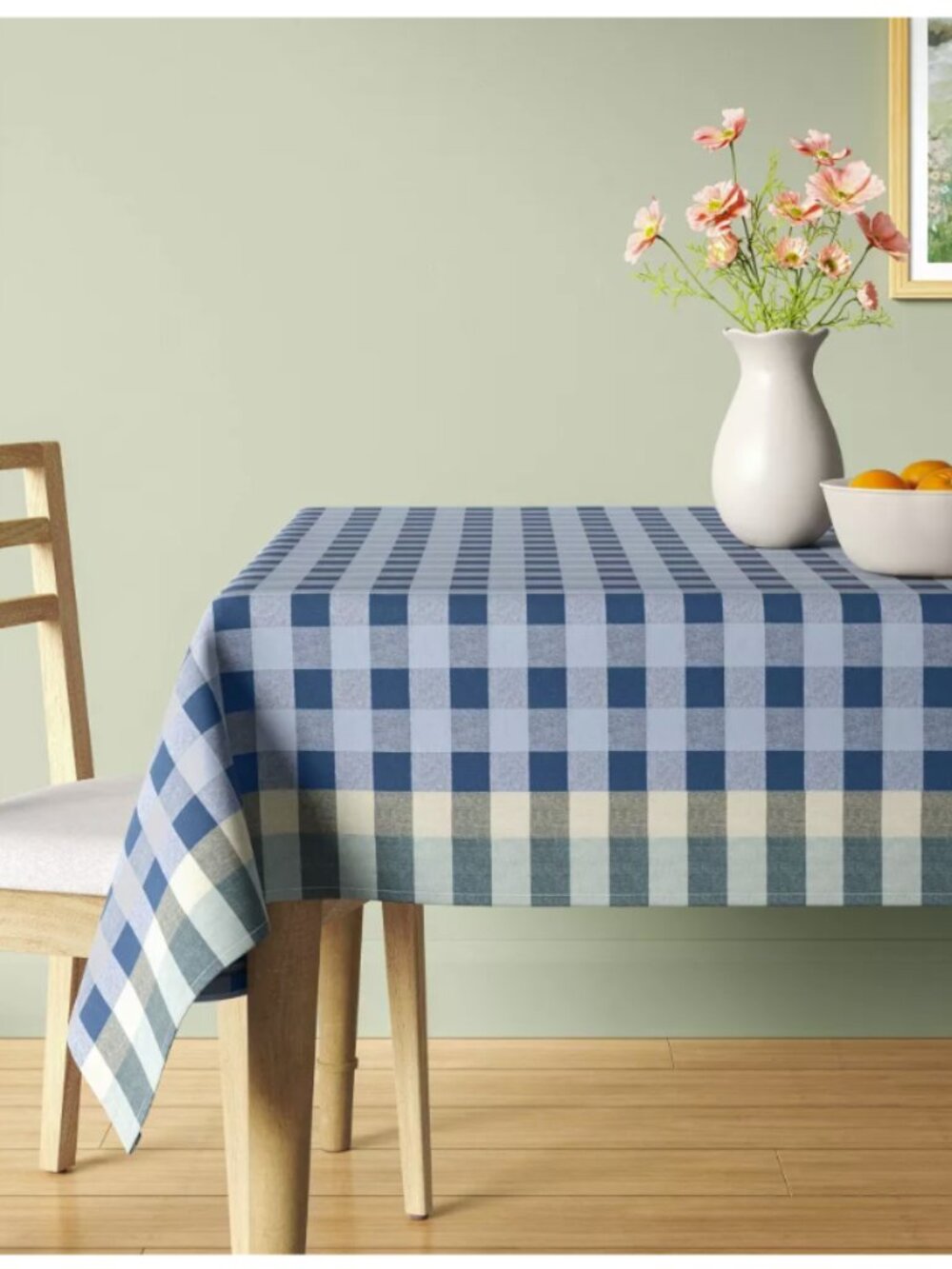 Room Essentials Blue Checkered Cotton Tablecloth 60x104 Rectangle
